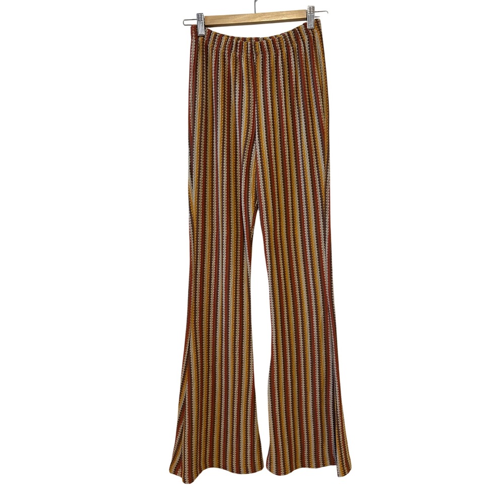 Urban Outfitters Knit Flare Pants Sz M Multi-Color Stripe Knit Retro 70s Archive